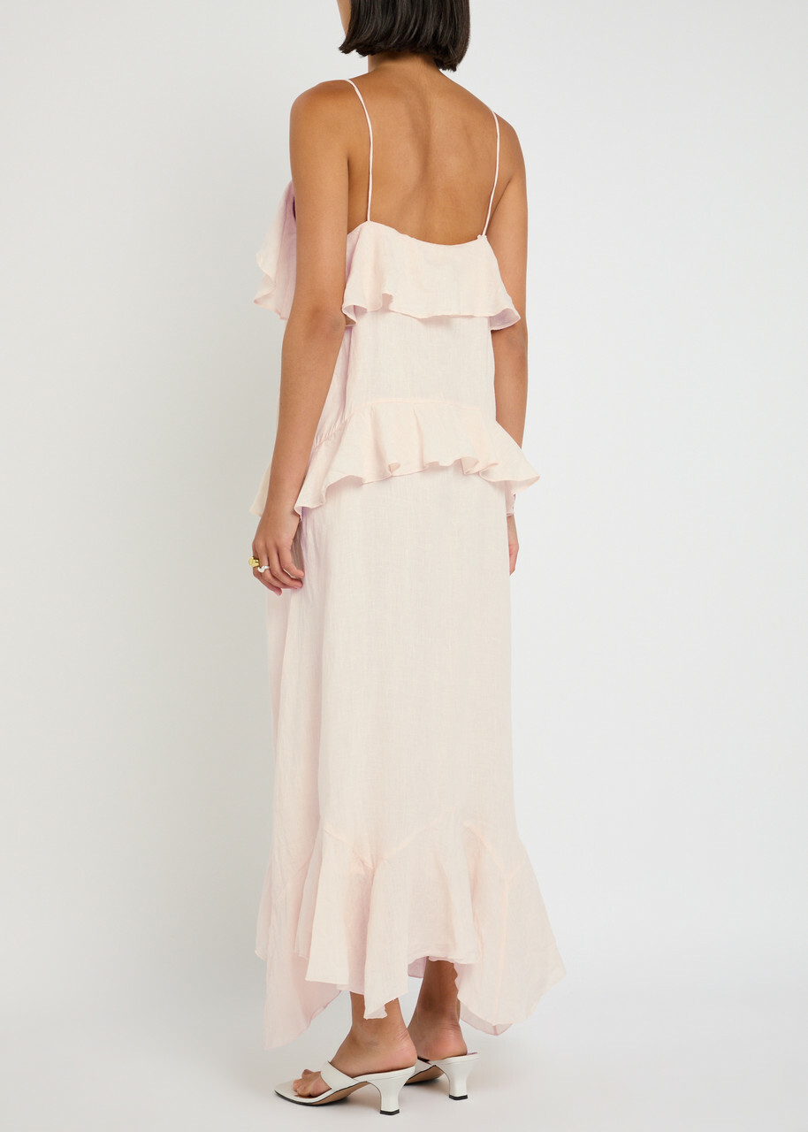 Skall Studio Benedicte Ruffled Linen Maxi Dress Light Pink