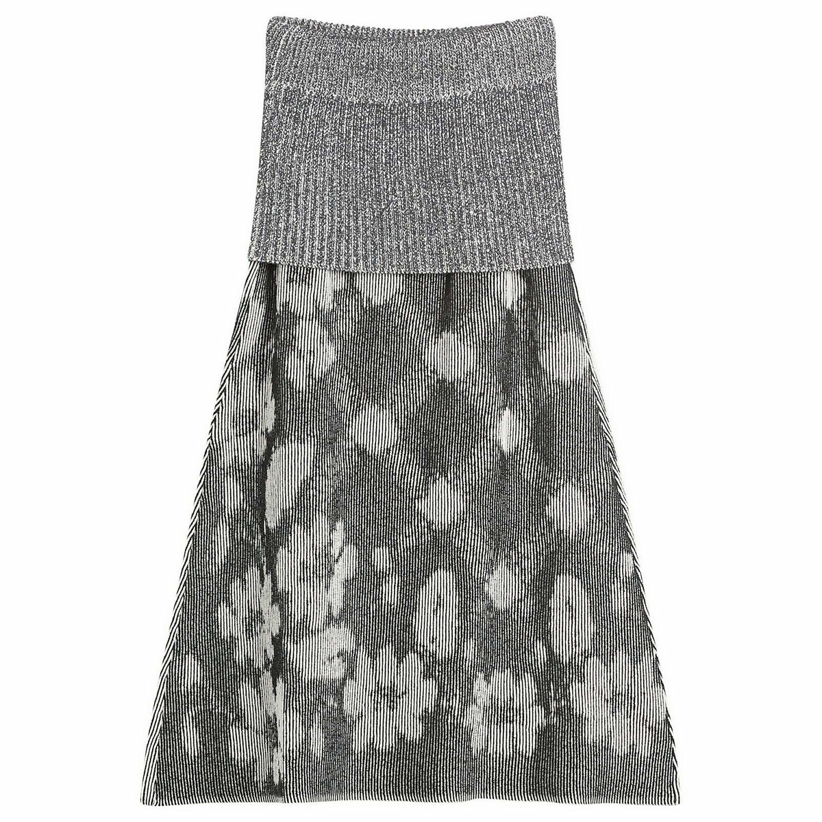 Paolina Russo Women's Illusion Knit Maxi Skirt in Black/White