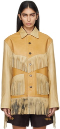 Bode Tan Fringe Duo Leather Jacket