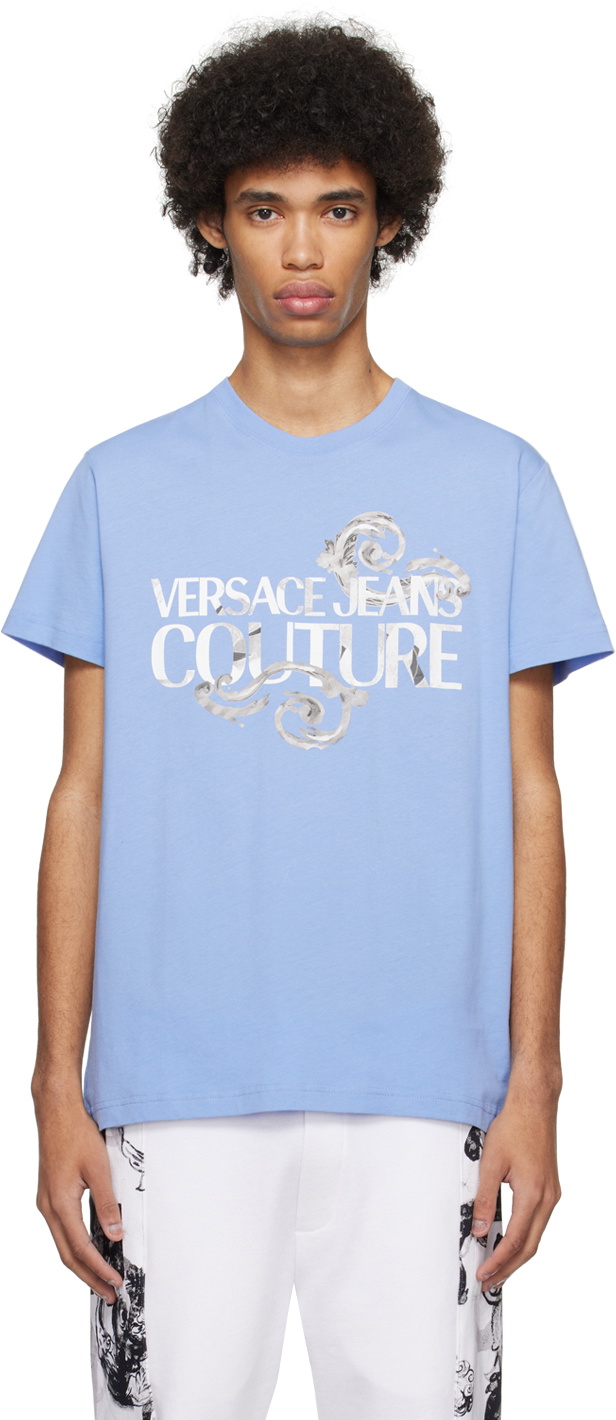 Versace Jeans Couture Blue Watercolor Couture T-Shirt Versace