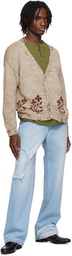 Kartik Research Beige Distressed Cardigan