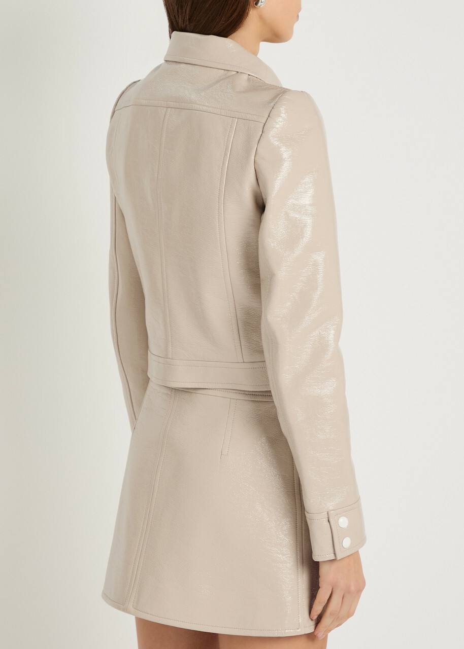 Courrèges Reedition Crinkled Vinyl Jacket Light Grey