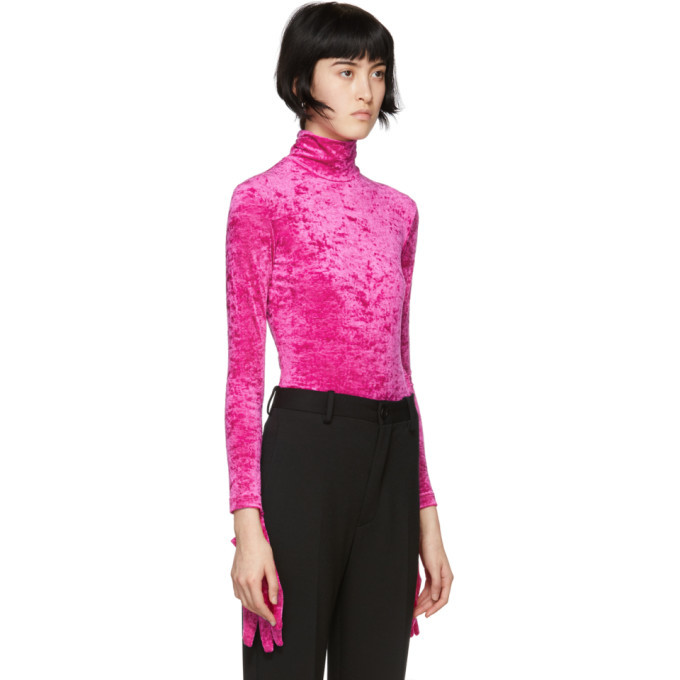 Balenciaga Pink Velour Gloves Turtleneck Balenciaga