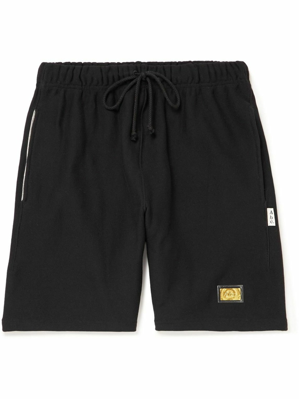 Photo: Abc. 123. - Straight-Leg Logo-Appliquéd Cotton-Jersey Drawstring Shorts - Black