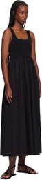 Matteau Black Knit & Cotton Midi Dress