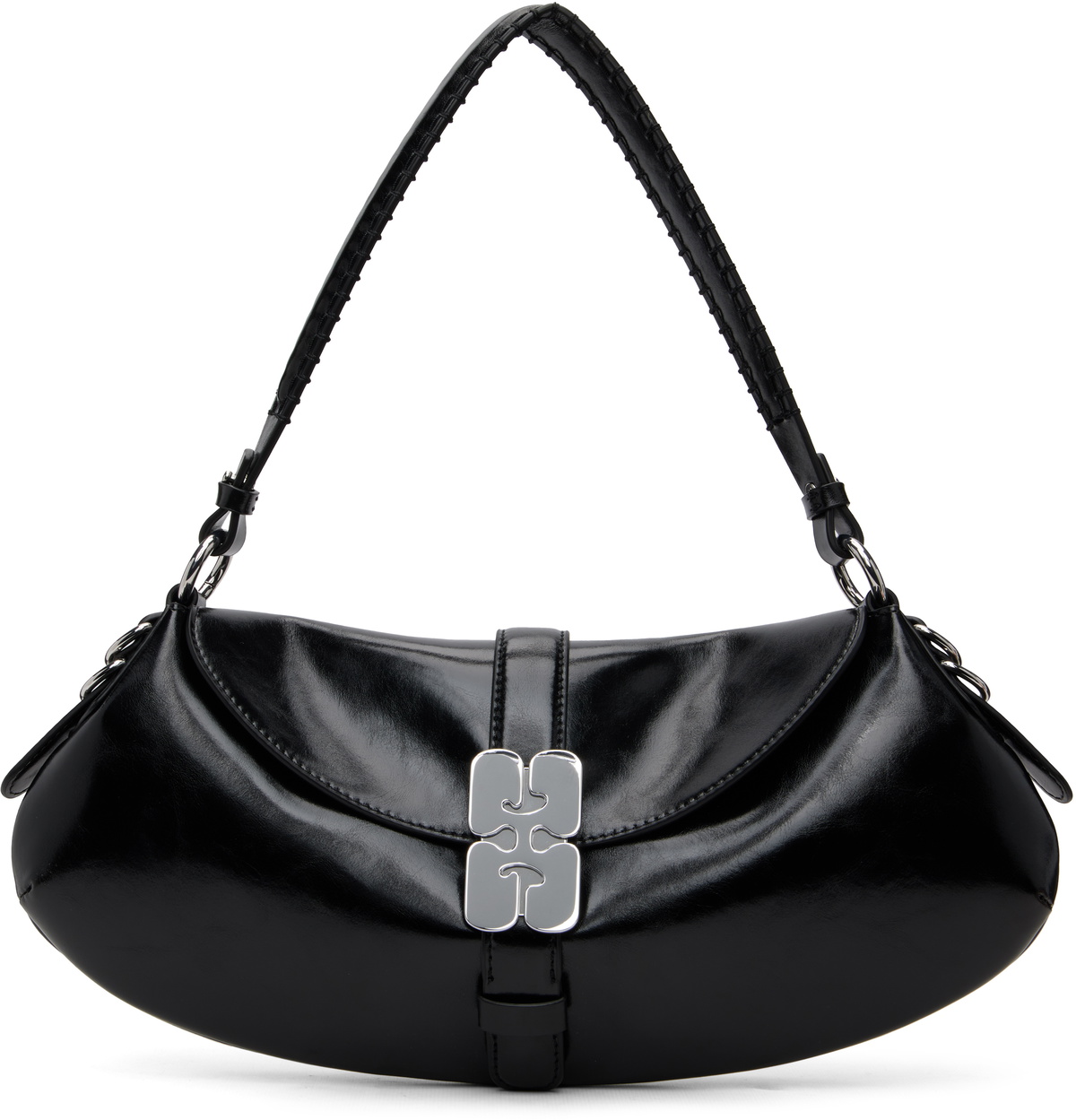GANNI Black Kat Baguette Bag