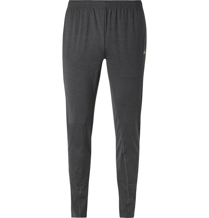 Photo: TRACKSMITH - Session Slim-Fit Tapered Mesh-Panelled Stretch-Knit Sweatpants - Gray