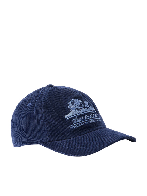 Photo: Aimé Leon Dore - Unisphere Embroidered Cotton-Blend Corduroy Baseball Cap - Blue