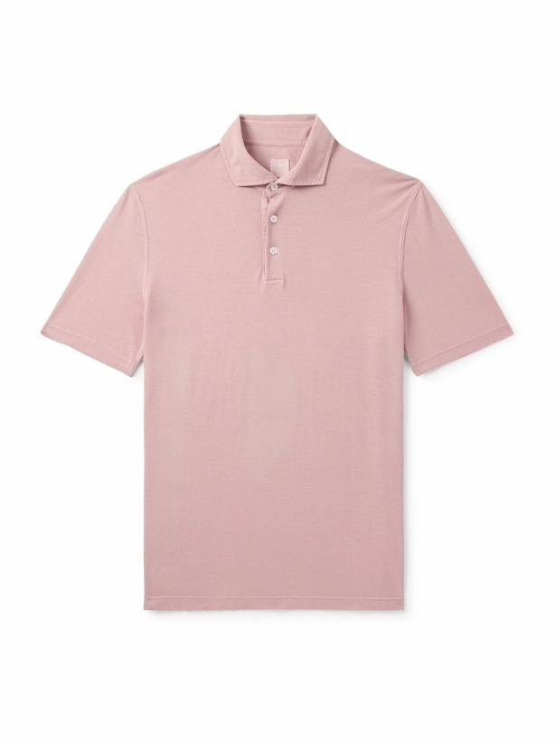 Photo: FEDELI - Slim-Fit Cotton-Piqué Polo Shirt - Pink