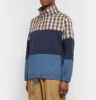 Monitaly - Panelled Checked Cotton, Ripstop and Shell Pullover Jacket - Blue