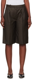 Loulou de Saison Brown Adler Virgin Wool Bermuda Shorts