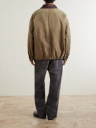 ssstein - Leather-Trimmed Garment-Dyed Cotton-Canvas Jacket - Brown
