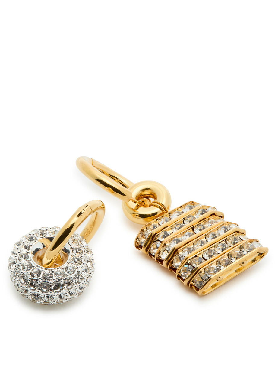 Timeless Pearly Crystal-embellished 24kt Gold-plated Hoop Earrings - One Size