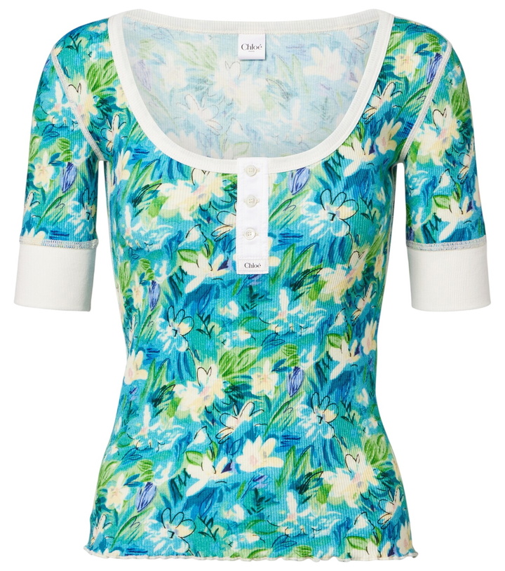 Photo: Chloé Floral ribbed-knit cotton-blend top