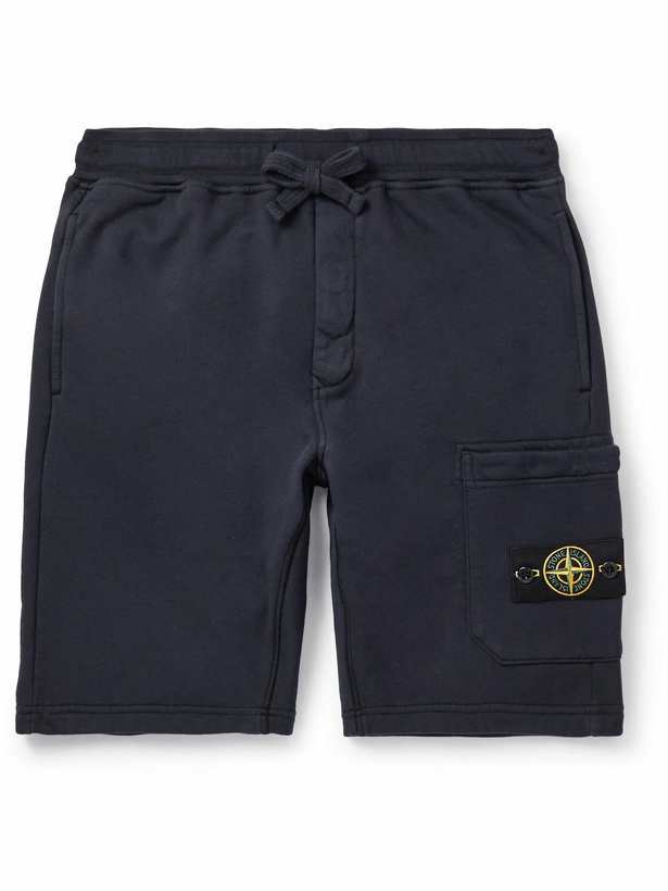 Photo: Stone Island - Straight-Leg Garment-Dyed Cotton-Jersey Drawstring Shorts - Blue