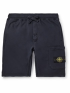 Stone Island - Straight-Leg Garment-Dyed Cotton-Jersey Drawstring Shorts - Blue