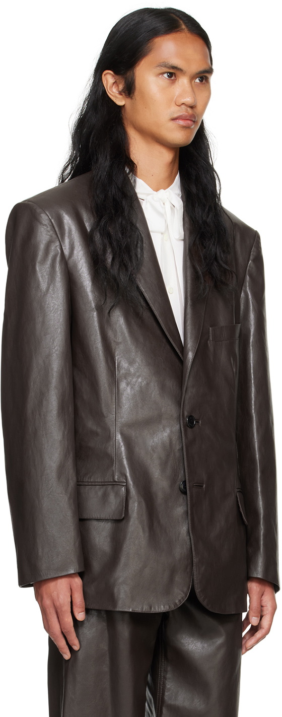 System Brown Button FauxLeather Blazer System — free download