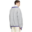 ADER error Grey Fleece Label String Zip-Up Sweater
