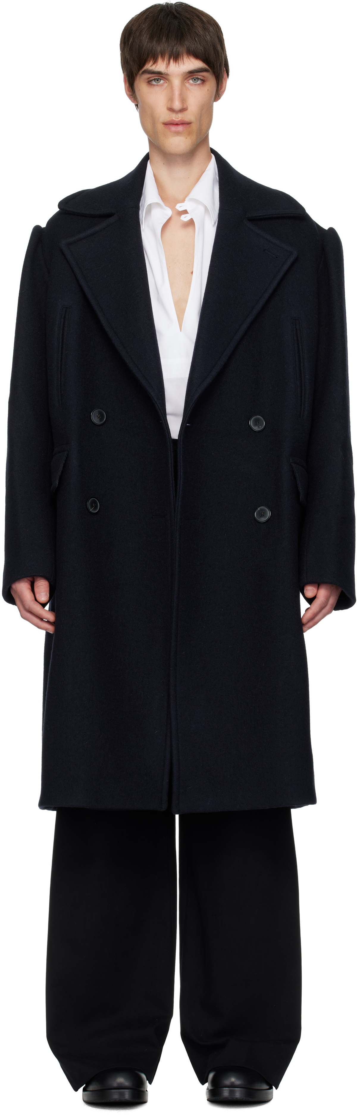 Dries Van Noten Black Double-Breasted Coat Dries Van Noten