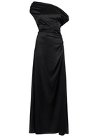 Staud Phare Draped Stretch-silk Maxi Dress Black