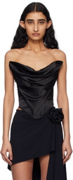 Magda Butrym Black Draped Satin Strapless Corset