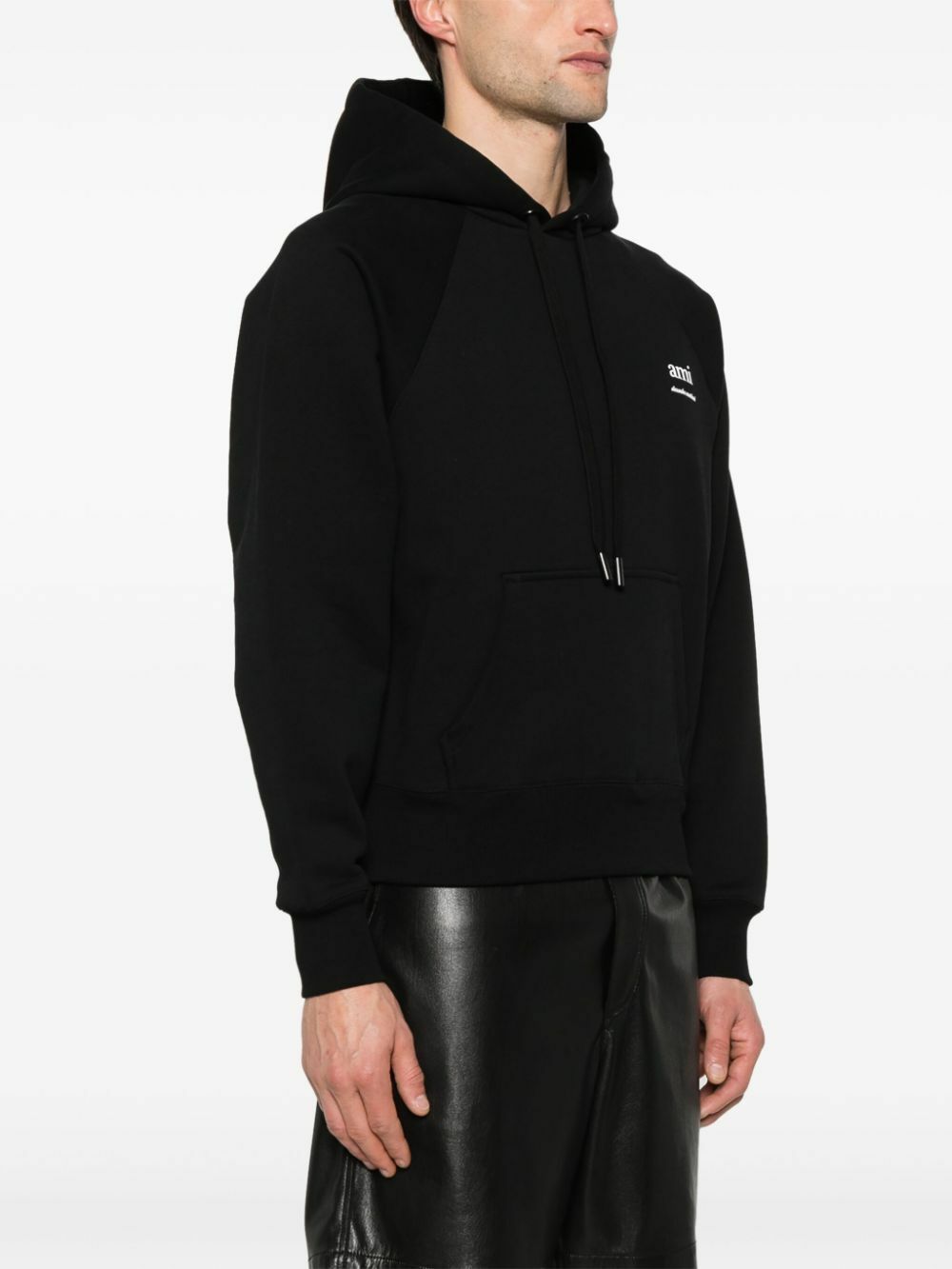 AMI Paris Black Logo Print Hoodie