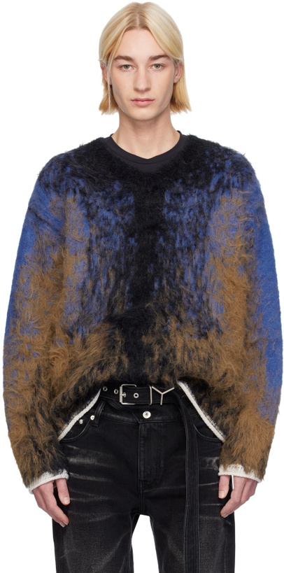 Photo: Y/Project Blue & Black Hairy Gradient Sweater