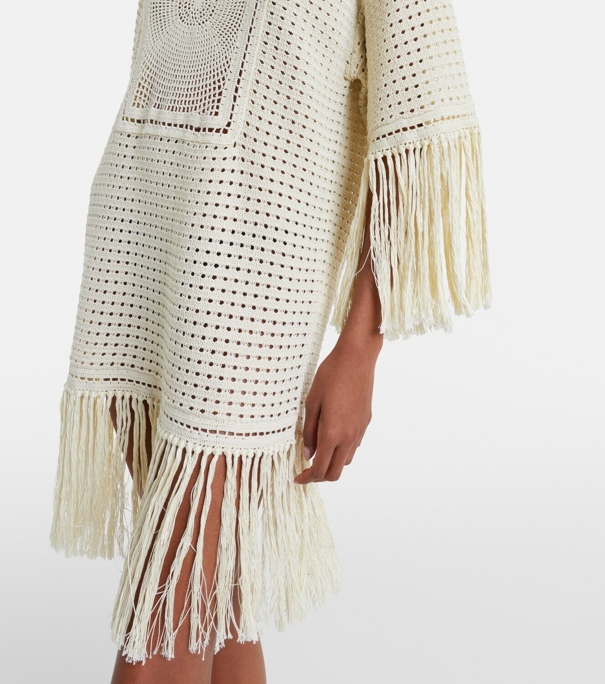 Zimmermann Indra crochet fringed cotton minidress