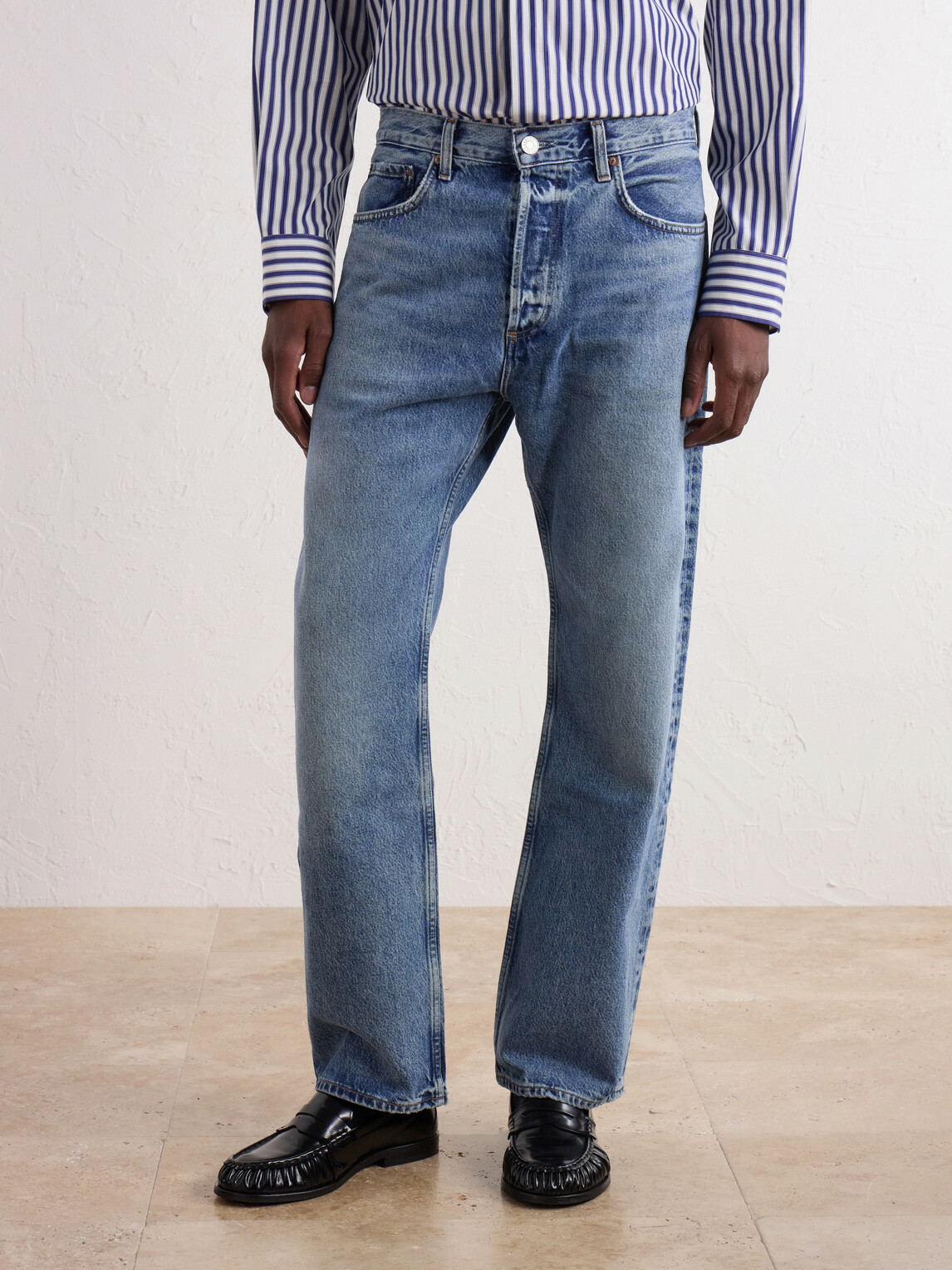 AGOLDE - Magnus Straight-Leg Distressed Organic Cotton Jeans - Blue