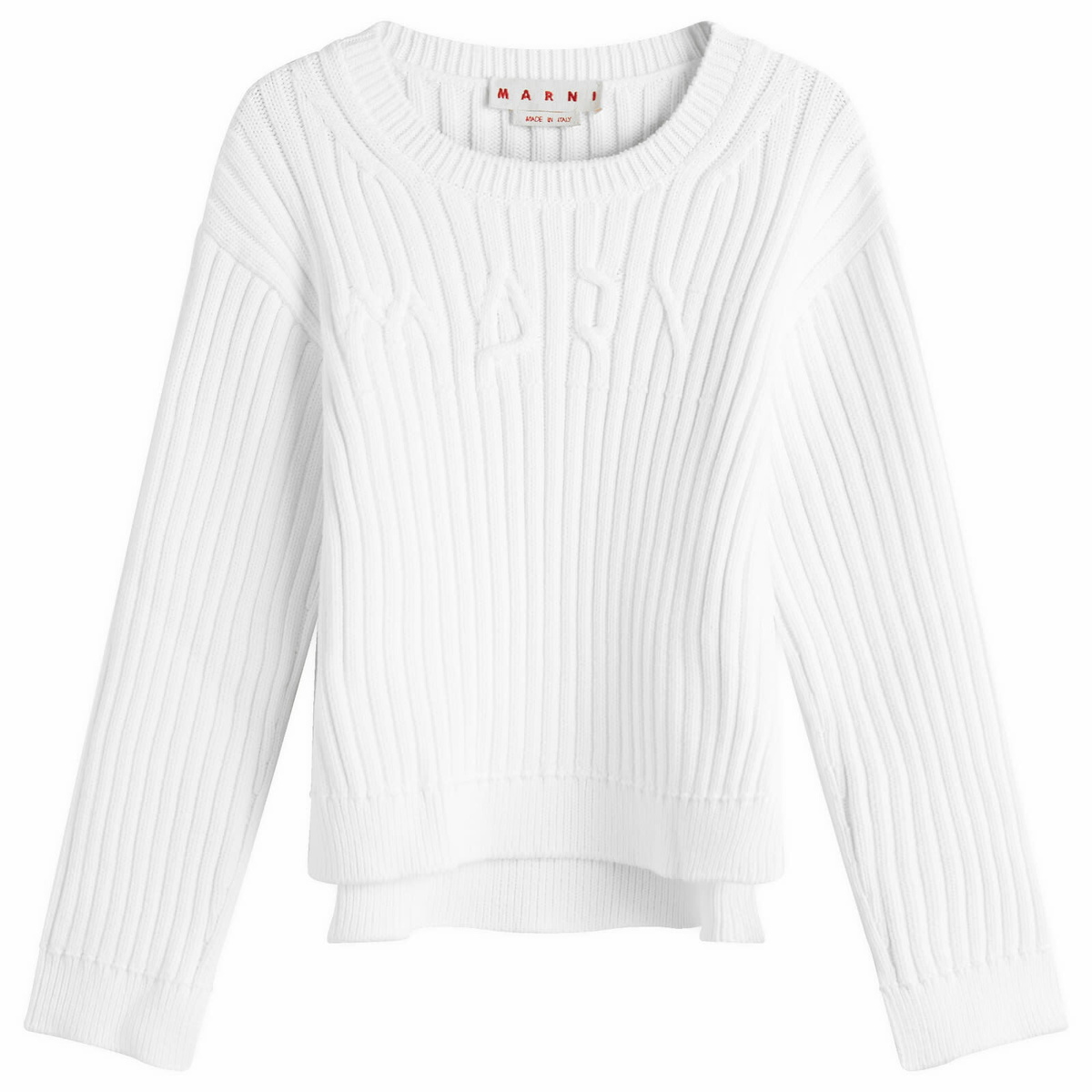 Marni Women's Logo Sweatshirt in Rib in Lily White