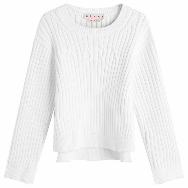 Photo: Marni Women's Logo Sweatshirt in Rib in Lily White