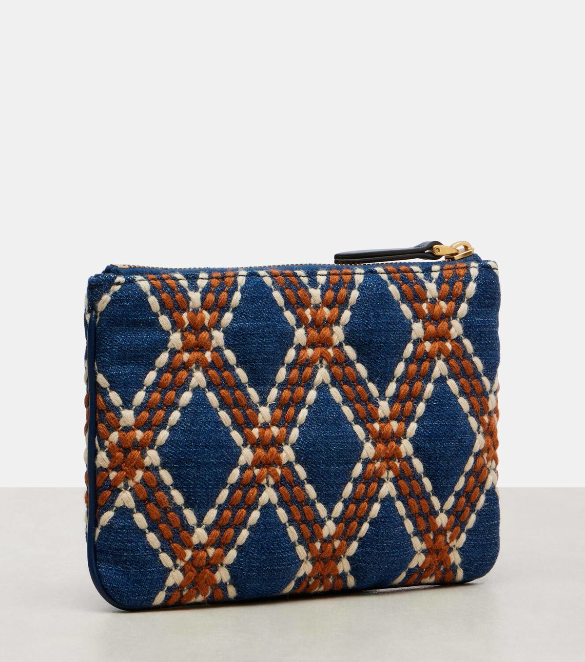 Valentino Garavani Quiltie 67 embroidered denim pouch Valentino Garavani