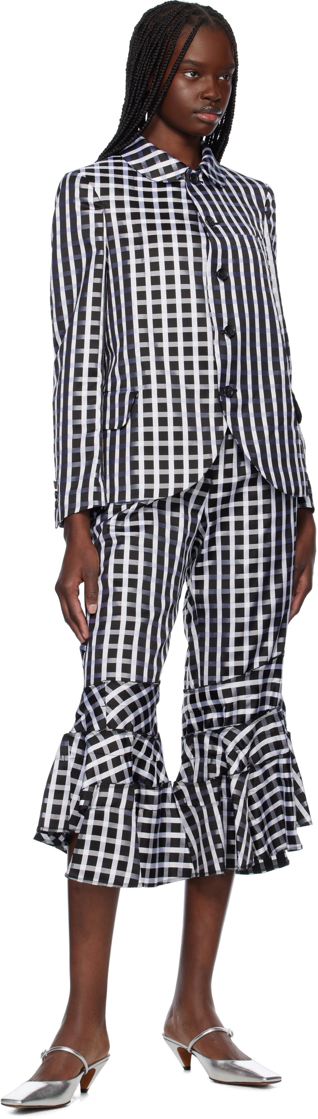 Comme des Garçons Comme des Garçons Black Satin Check Trousers