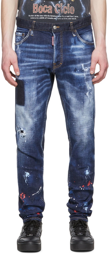 Photo: Dsquared2 Blue Splatter Wash Jeans