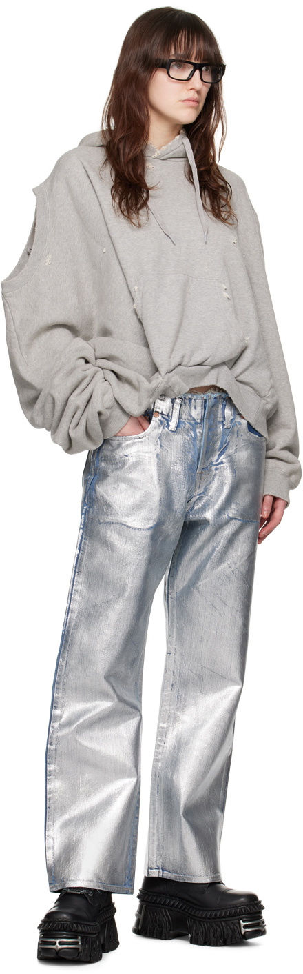 Doublet Silver Foil-Coated Jeans