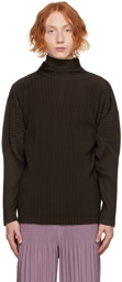 Homme Plissé Issey Miyake Brown Color Pleats Turtleneck