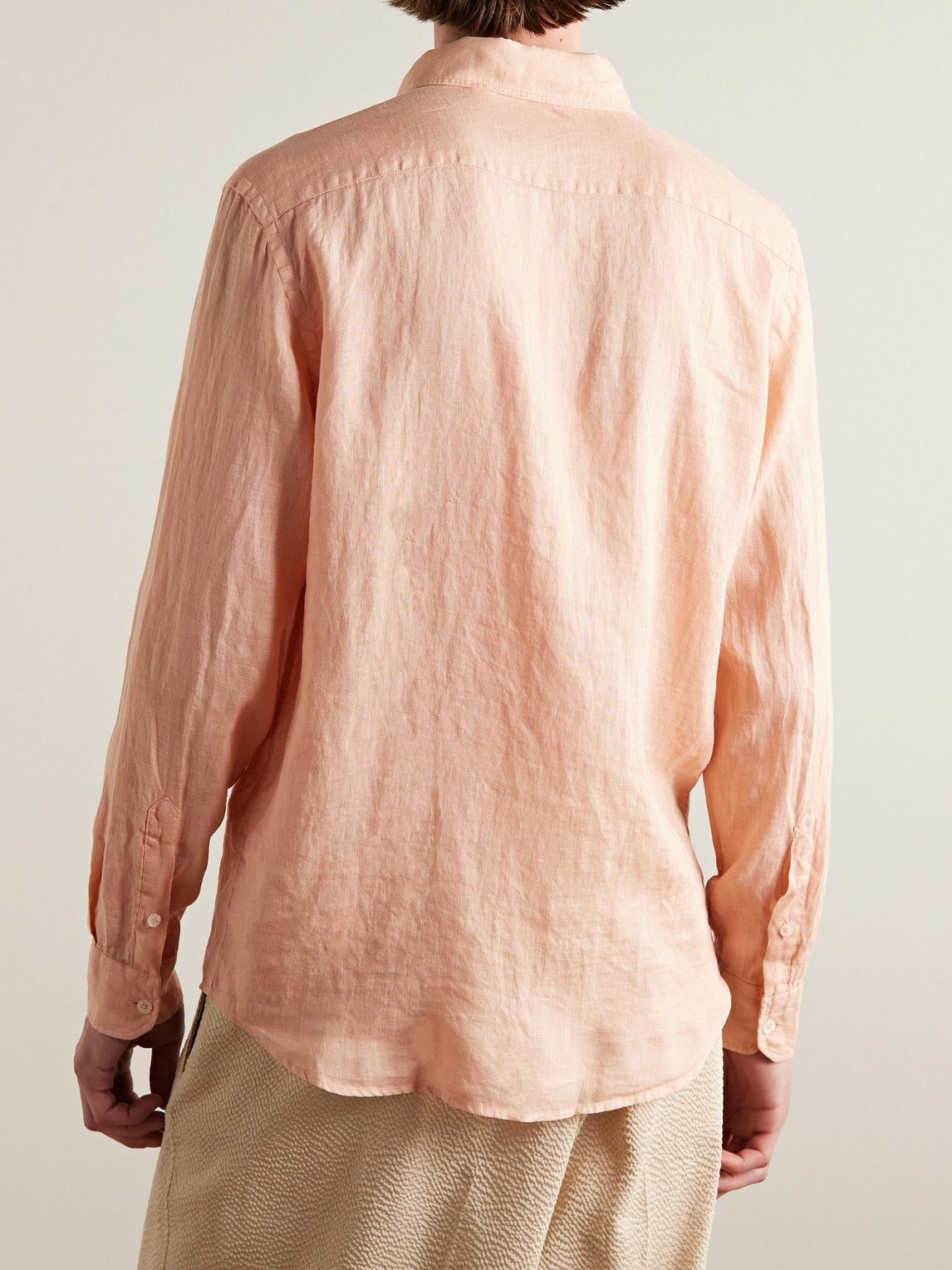 Altea Ivy ButtonDown Collar Linen Shirt Orange Altea