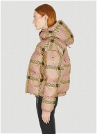 Check Hooded Puffer Jacket in Pink