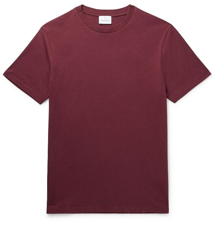 Photo: Kingsman - Cotton and Cashmere-Blend Jersey T-Shirt - Burgundy
