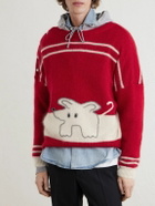 Enfants Riches Déprimés - Rat Embroidered Striped Mohair and Silk-Blend Sweater - Red