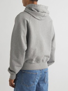 AMI PARIS - Logo-Print Cotton-Jersey Hoodie - Gray