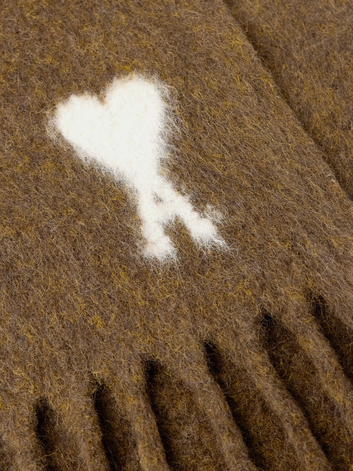 AMI PARIS - Logo-Intarsia Fringed Alpaca-Blend Scarf