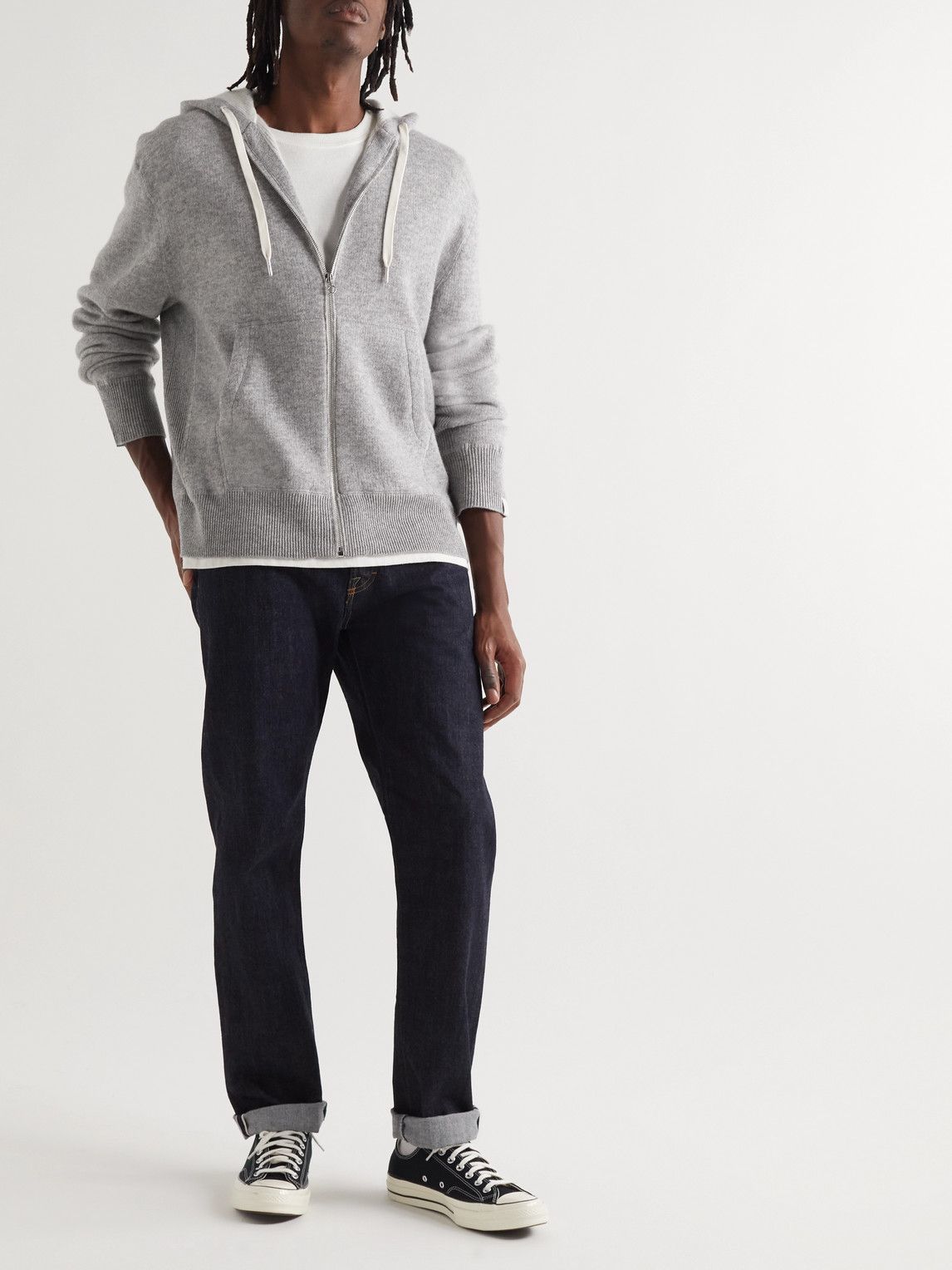 Rag Bone Venture Cashmere Zip Up Hoodie Gray Rag and Bone