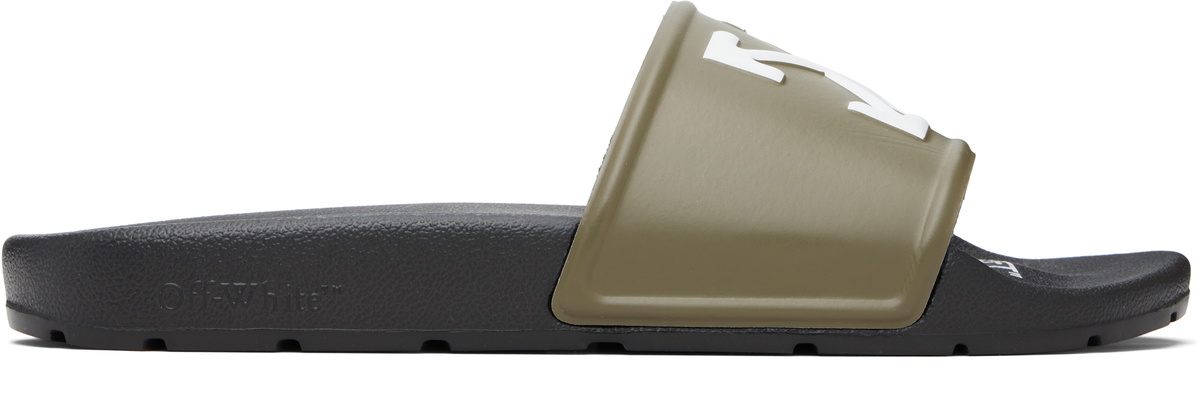 Off-White Black & Khaki Arrow Slides