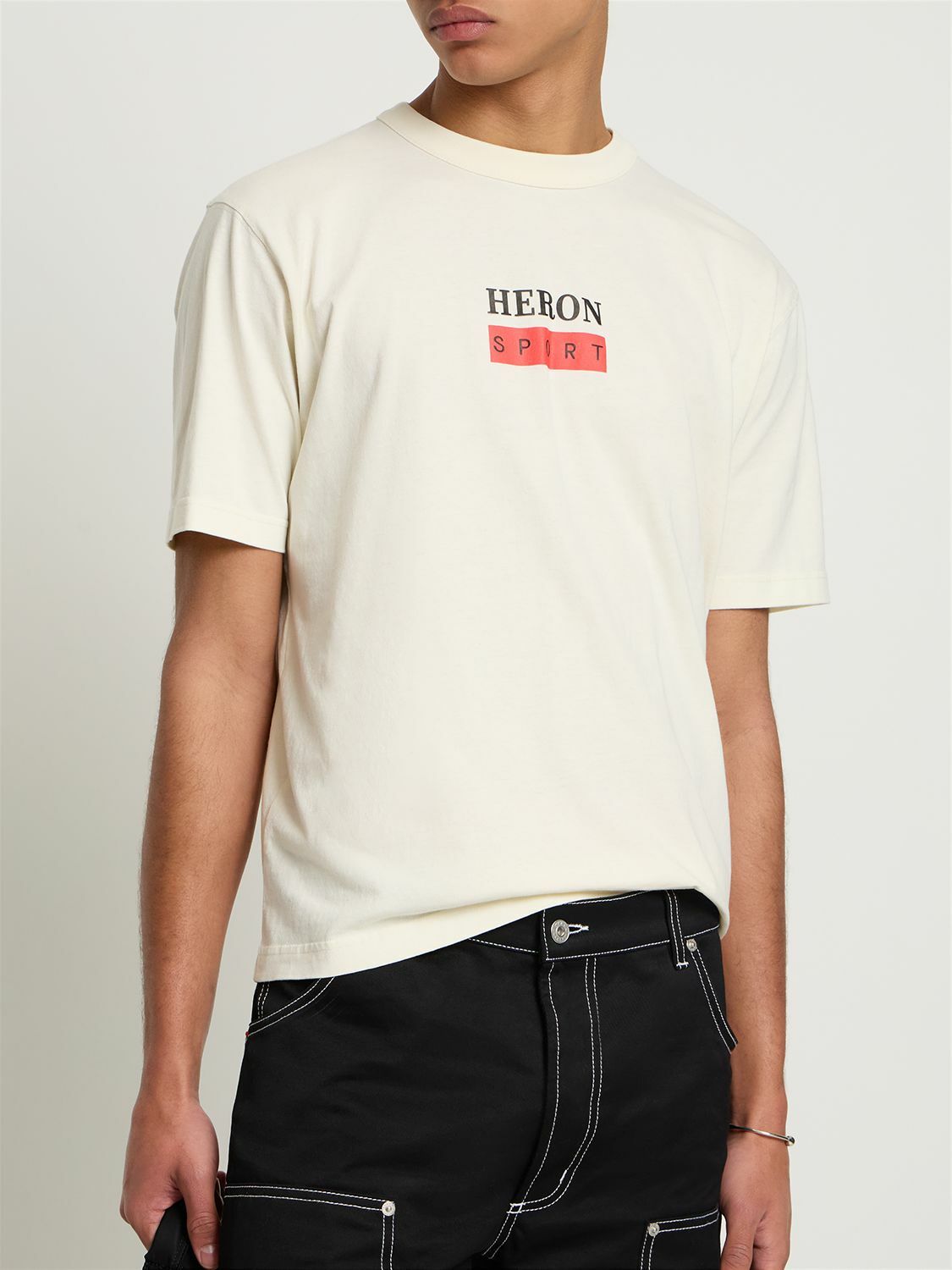 HERON PRESTON Logo Print Cotton Jersey T-shirt