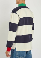 Drake's Striped Cotton Polo Rugby top White