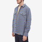 Universal Works Men's Check Flannel Utility Shirt in Blue/Sand