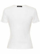 BLUMARINE - Embroidered Ribbed Cotton Logo T-shirt