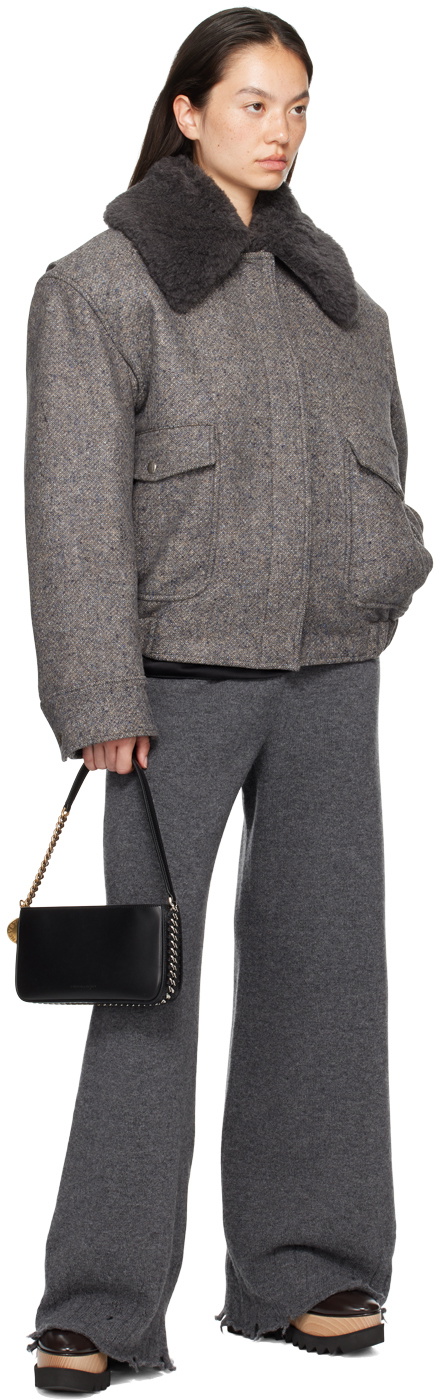 Stella McCartney Gray Teddy Wool Trimmed Zipped Jacket Stella