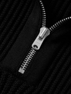 S.N.S. Herning - Fender Ribbed Virgin Wool Half-Zip Sweater - Black